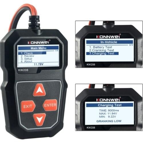 KW208 Car Battery Tester Charger Analyzer 12V 100-2000CCA Charging System Test Automotive Battery Capacity Tester D5QE