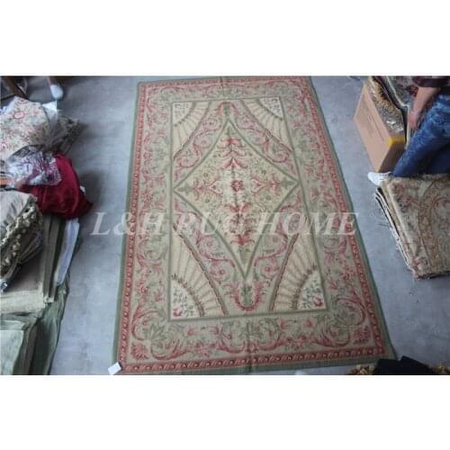 Free shipping 10K 5'x8' needlepoint woolen rugs roses design handmade for home decoration
