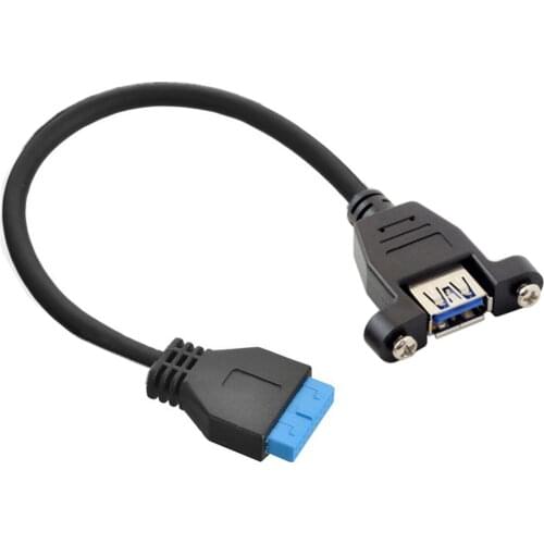 CableCC USB 3.0 Single Port A Female Screw Mount Type to Up Angled Motherboard 20pin Header Cable