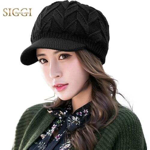 FANCET Winter Women Beanies Knitted Hats Solid Warm Peaked Wool Exquisite Bill Headwear Fleece 2019 Skullies 89223