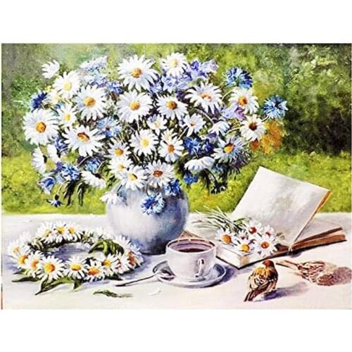 GATYZTORY 60x75cm Frame Painting By Numbers White Flower Paint By Number Home Wall Decoration Crafts Home Decor Art