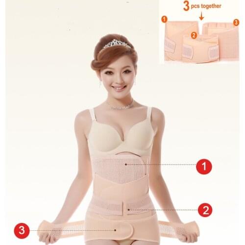 3pcs) Stomach hip Waist cincher corset Breathable Elasticity slim shaper postpartum belly wraps support girdle for postpartum