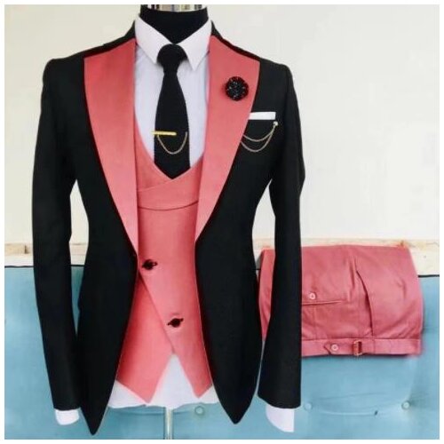 3 piece Casual Men Suits Slim fit with Notched Lapel Wedding Tuxedo Groomsmen Fashion Costume Jacket Waistcoat Pants