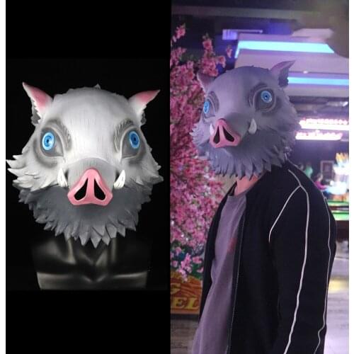 Hashibira Inosuke Cosplay Mask Kimetsu No Yaiba Hashibira Inosuke Costumes Accessory Latex Masks Helmet Halloween Party Props