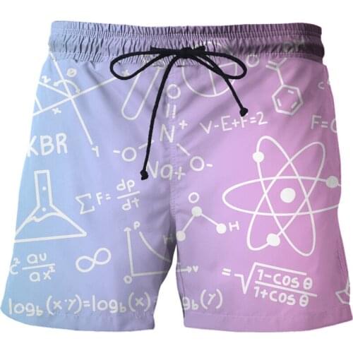 Mathematical formula Beach Shorts Summer Men Swimming Trunks Swimwear Swimsuit Quick Dry bathing shorts Beach Pant Men clothing