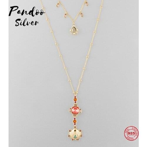 PANDOO Fashion Charm Pure 925 Silver Original 1:1 Copy, Elegant And Exquisite Wild Necklace Female Luxury Jewelry Gifts