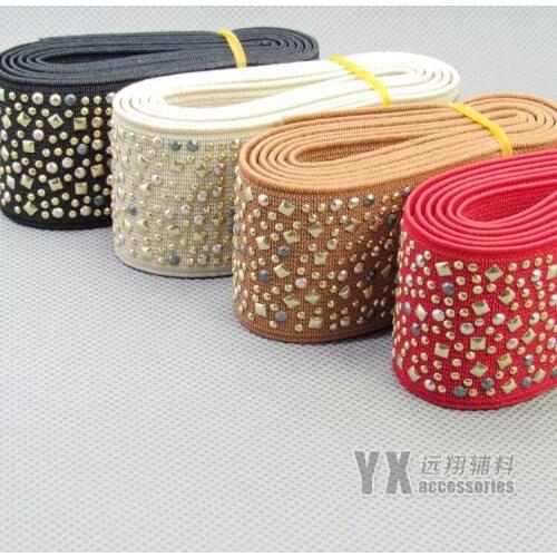 Fashion decoration elastic band 2.5cm 4cm width 2meters elastic webbing with Rhinestones Sequins DIY skirt clothing softy belt
