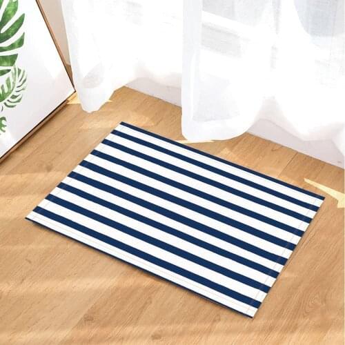 Nautical Stripe Decor Bath Rugs Non-Slip Doormat Floor Entryways Indoor Front Door Mat Kids Bath Mat 60X40 CM Bathroom Accessori
