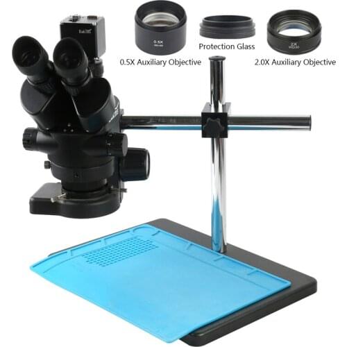 3.5X 7X 45X 90X Simul-Focal Trinocular Stereo Microscope UHD 4K HDMI Video Camera Set For PCB Soldering Repair Lab Observation