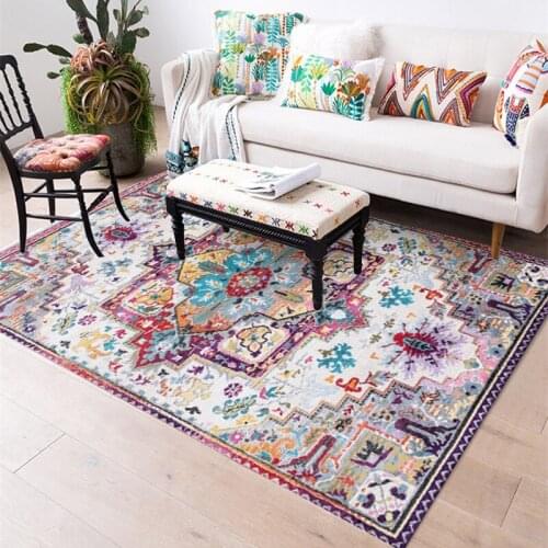 Bohemian Retro Ethnic Style Soft Area Rug Living Room Bedroom Hallway Kitchen Floor Rug Childrens Rug Complete Home Decoration