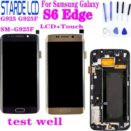 Original LCD For Samsung Galaxy S6 Edge LCD G925 G925F SM-G925F Display Touch Screen Digitizer Assembly with Frame For S6 Edge
