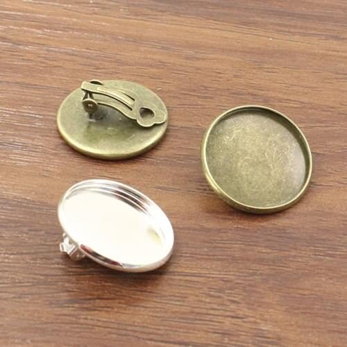 Fit 20mm Round Cabochon Copper Fashion Ear Clip Round Blank Setting Bezel Base Earring Base For DIY Earring Making 10pcs/lot