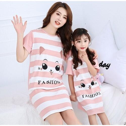 Childrens Pajamas Girls Cats Print Sleepwear Pyjamas Kids Homewear Nightwear Baby Girls Clothes Nightdress Autumn Nightgown