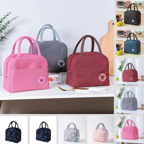 Portable Lunch Box Bag Insulated Waterproof Canvas Picnic Food Storage Thermal Insulation Cool Food Storage Bag Box Carry Tote