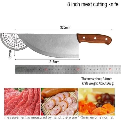 Qing 4Cr13 Chef Knife 8 Inch Stainless Steel Chinese Kitchen Knives Meat Slicing Cleaver Super Sharp Outdoor New Cooking Tools