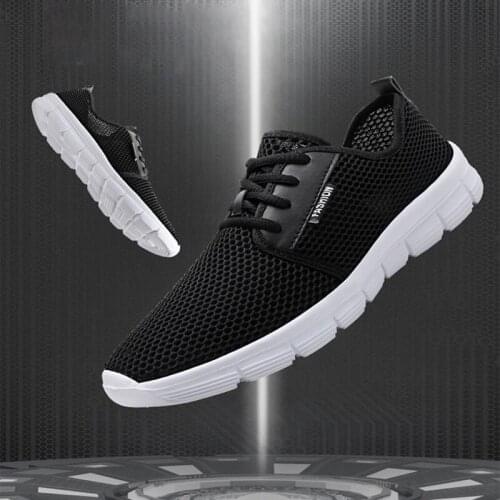 Plus Size Couple Four Seasons Mesh Casual Shoes Breathable White Womens Vulcanized Shoes Comfortable Black Mens Running Shoes