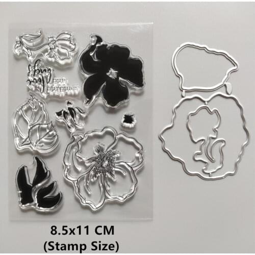 2021 New Flowers Letter Clear Stamps and Metal Cutting Dies DIY Scrapbooking Embossing Album Seal Template Punch Stencils