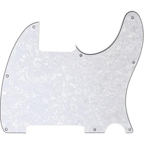 Musiclily 8 Hole Tele Pickguard Blank for Fender USA/Mexican Telecaster Esquire Guitar, 4Ply White Pearl