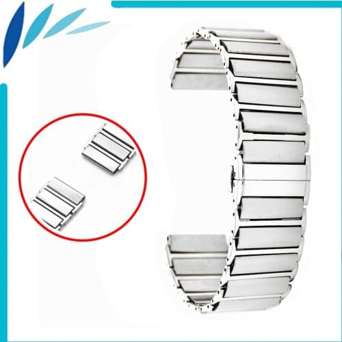 Tungsten Steel Watch Band 12mm 19mm Convex Mouth Ends Strap Wrist Loop Belt Bracelet Silver + Tool