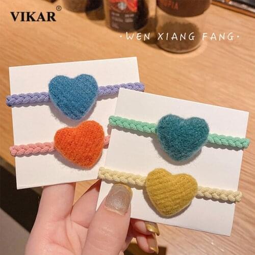 New Women Cute Plush Love Scrunchie Elastic Hair Rubber Band Girls Sweet Hair Tie Ring Rope Headwear Children Hair Accessories