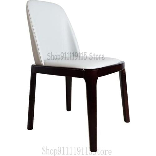 Nordic Luxury Solid Wood Chair Armchair Family Dining Chair Leather Upholstery Net Red Coffee Shop Small House Chair