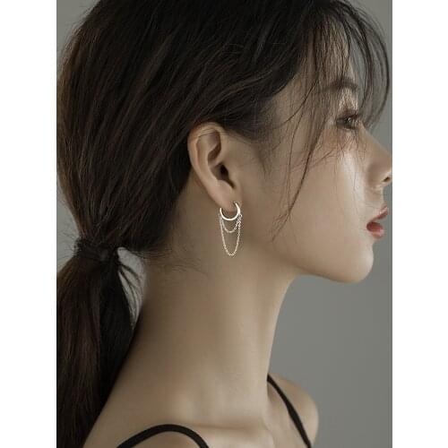 S925 sterling silver jewelry with simple circle tassel earrings new fashion cute earrings for women wholesale