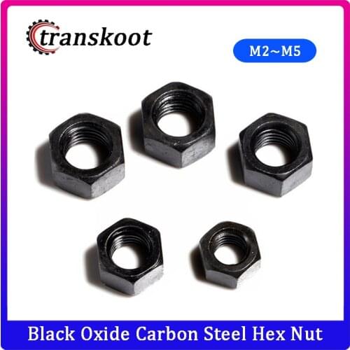 100Pcs 50pcs M2 M2.5 M3 M4 M5 DIN934 Black Oxide Carbon Steel Hex Nut Hexagonal Nut M2 M2.5 M3 M4 M5