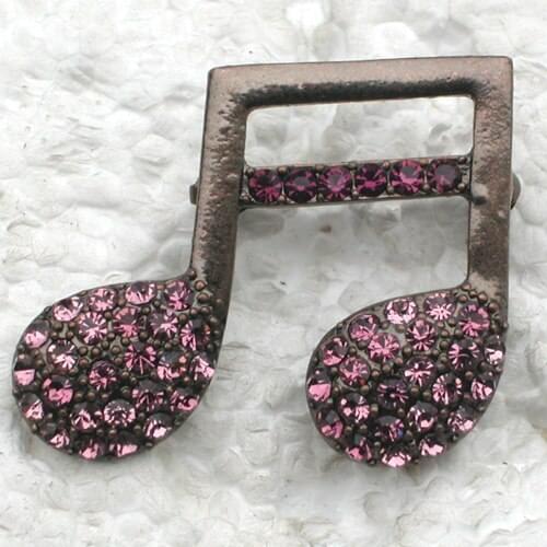 Rhinestone Music note Pin brooches C498 D3