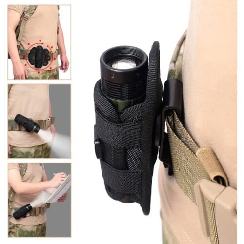 Tactical Rotatable 360 Degrees Flashlight Pouch Holster Torch Case for Belt Torch Cover Hunting Lighting Survival Kits