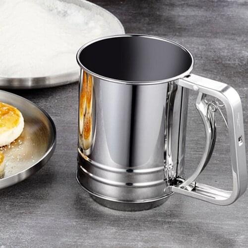 Thicken Stainless Steel Sieve Cup Powder Flour Mesh Sifter Colanders Baking Tools strainer Mesh Knife Baking Tools Pastry Tools
