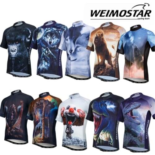 Cycling Jersey Mens MTB Short Sleeve Quick-dry Breathable Tops Shirt Team Racing Sport Bicycle Bike Animal Clothing 3D Pattern