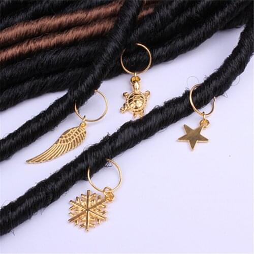 1Pcs Hair Jewelry Braid Rings Decoration Pendants Dreadlocks Beads Cuffs Rings DIY Metal Hair Rings Beading Accessories Bead