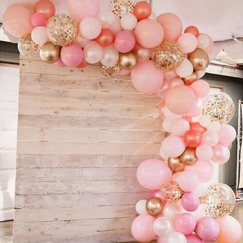 102pcs Rose Gold Pink Balloon Garland Arch Kit Metal Gold Air Balls Birthday Baby Shower Wedding Para Fiestas Party Decorations