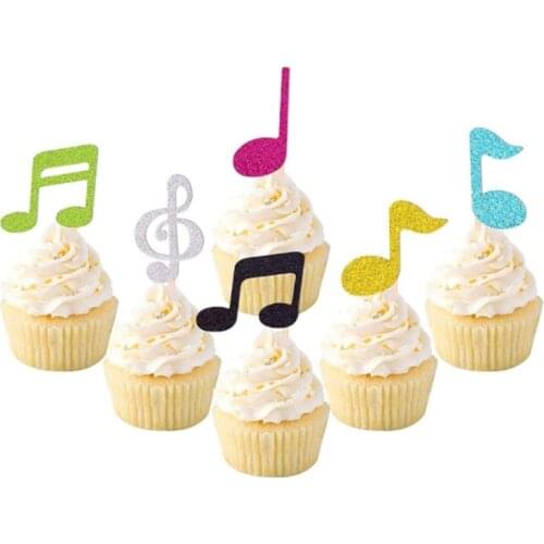 18Pieces/lot Black Gold Musical Notes Ballerina Girl Cake Topper Theme Cartoon Party Kids Birthday Party Decoration Supplies