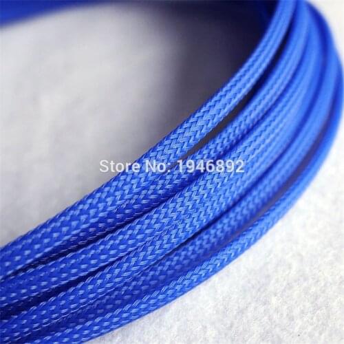 5/10/50/200 Meters Blue - High quality 4mm Braid PET Expandable Sleeving High Density Sheathing Plaited Cable Sleeves