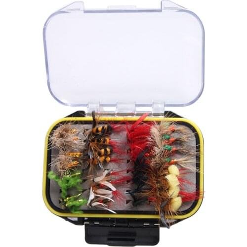 64 Pieces Varieties Of Fishing Flies Steel Headed Fly Fishing Lures Kit Fishing Lures for Fishing