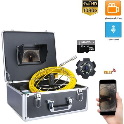 7'' WIFI wireless HD 1080P Drain Sewer Pipeline Industrial Endoscope Pipe Inspection Video Camera with DVR Video recording