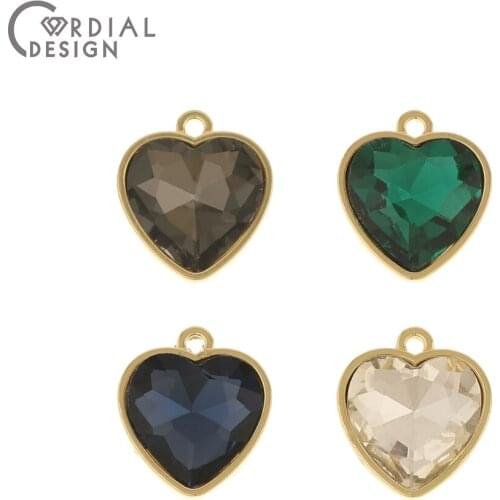 Cordial Design 50Pcs 16*18MM Earrings Accessories/Rhinestone Pendant/Heart Shape/DIY Making/Charms/Jewelry Findings & Components