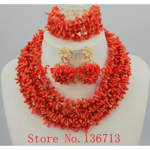 Free Shipping! 2016 Fashion Red Coral Beads Jewelry Set Charms Red Twisted Strands African Jewelry Set High Quality R203