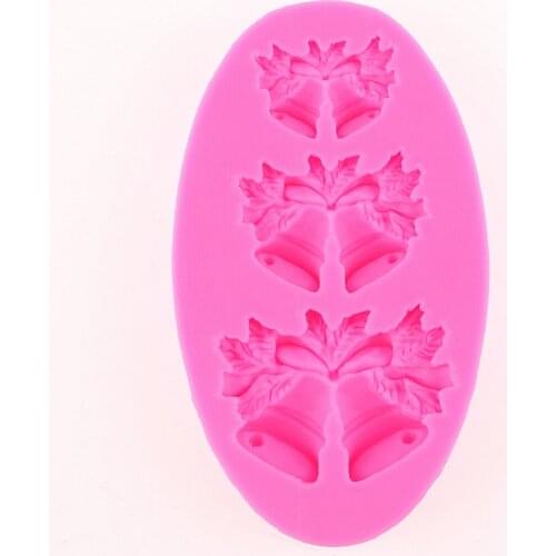 Free shipping 3 Christmas bells chocolate Candy Cookie cake decorating tools DIY baking fondant silicone mold FT-0469