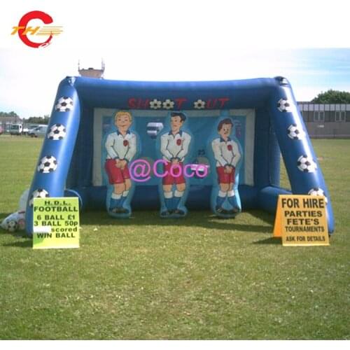 Free air ship to door, 4x3x3m inflatable football goal sport games, custom make soccer shooting game for kids