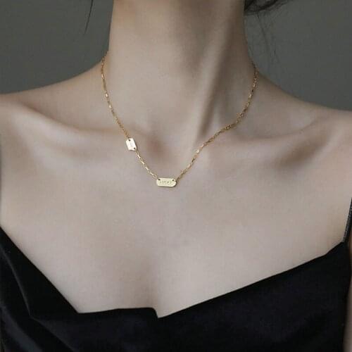 Foxanry 925 Sterling Silver Charm Chain Necklace for Women Fashion Lucky Tags Pendant Clavicle Chain Birthday Party Jewelry Gift