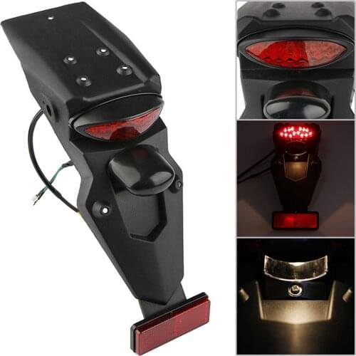 Black Motorcycle Rear Mudguard with LED Brake Tail Lamp for Dirt Bike Motocross