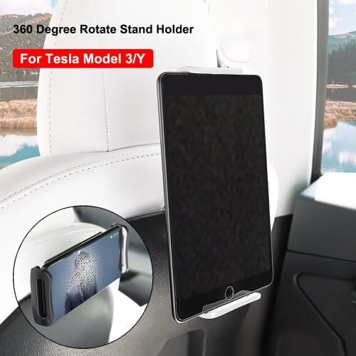 For Tesla Model 3 Y 2021 Rear Back Seat Phone Holder Mount 360 Degree Rotate Stand Auto Headrest Bracket For Tablet PC Pad Car