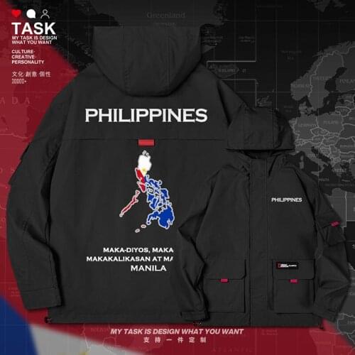 Philippines Filipino PHL men jacket hooded map nation flag fashion new mens long sleeve top chaquetas hombre clothes autumn