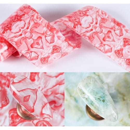 100x4cm Nail Foil Marble Design Pink Blue Green Foils Paper Nail Art Transfer Sticker Slide Nail Art Decals Nails Accessories