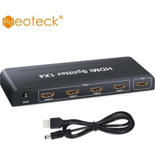 Neoteck HDMI 1920x1200 1X4 HDMI Splitter Support 3D 1 Input 4 Output 1080p 1x4 HDMI Splitter Distributors with USB Cable For DVD