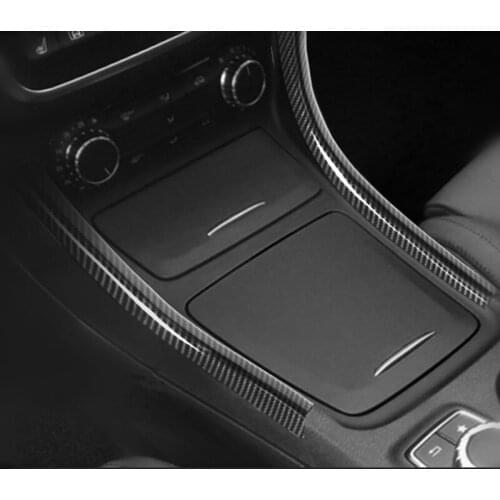 Carbon Fiber Style Center Console Storage Box Trim Strips 2Pcs For Mercedes Benz GLA X156 CLA C117 A Class 2013-2018 ABS