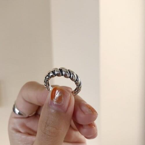 Morivovog 925 Sterling Silver Croissant Bread Retro Rings for Women Do The Old Minimalist Temperament Rings Fashionable Jewelry