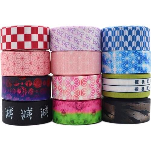 10 Yards 1' 25MM Japanese Cartoon Printed Grosgrain Ribbons For Hair Bows DIY Handmade Materials Y2020102202